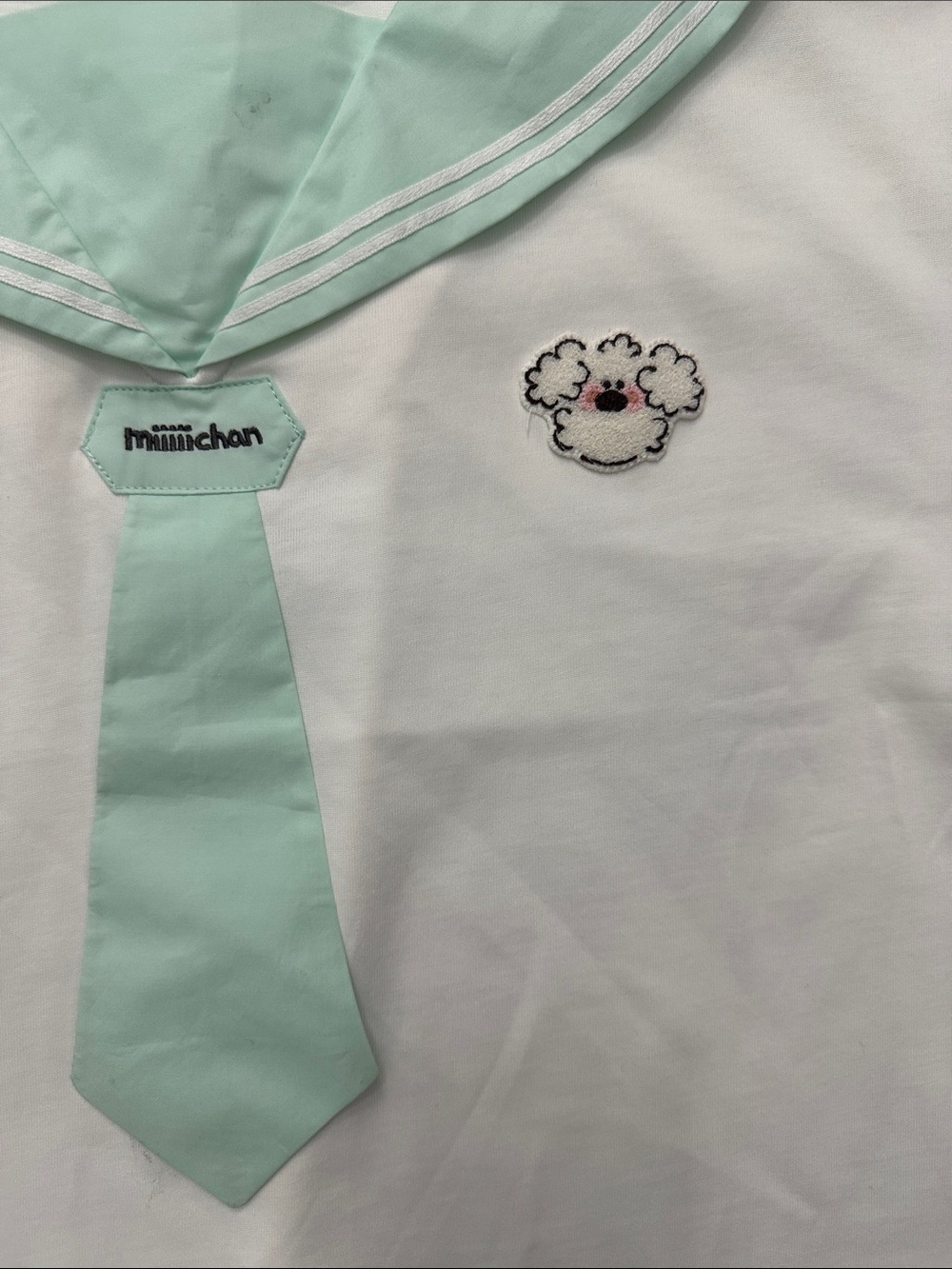Girl Sailor Top and Plaid Pleated Skort Set in Mint and White - Picture 4 of 10